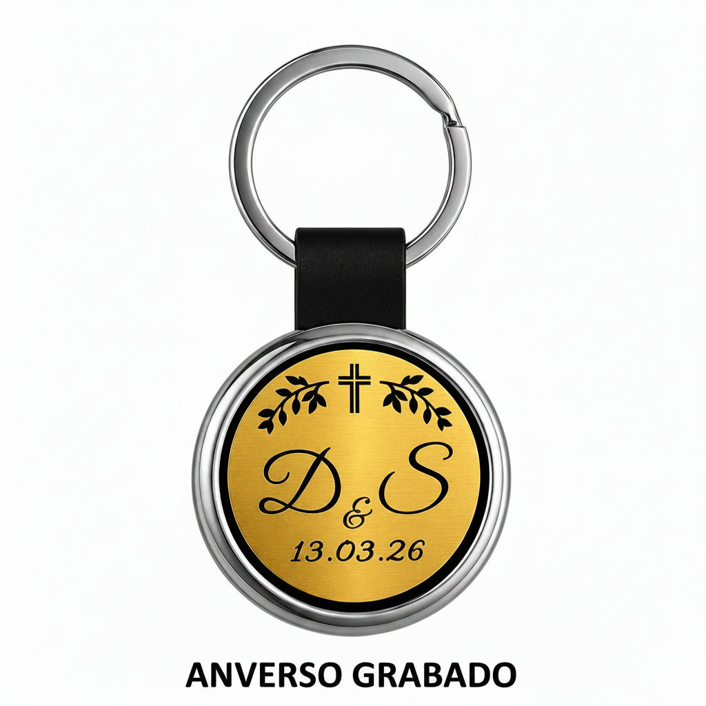 Llavero Personalizado Con Piel – Acabado Metálico Premium - 50 Piezas