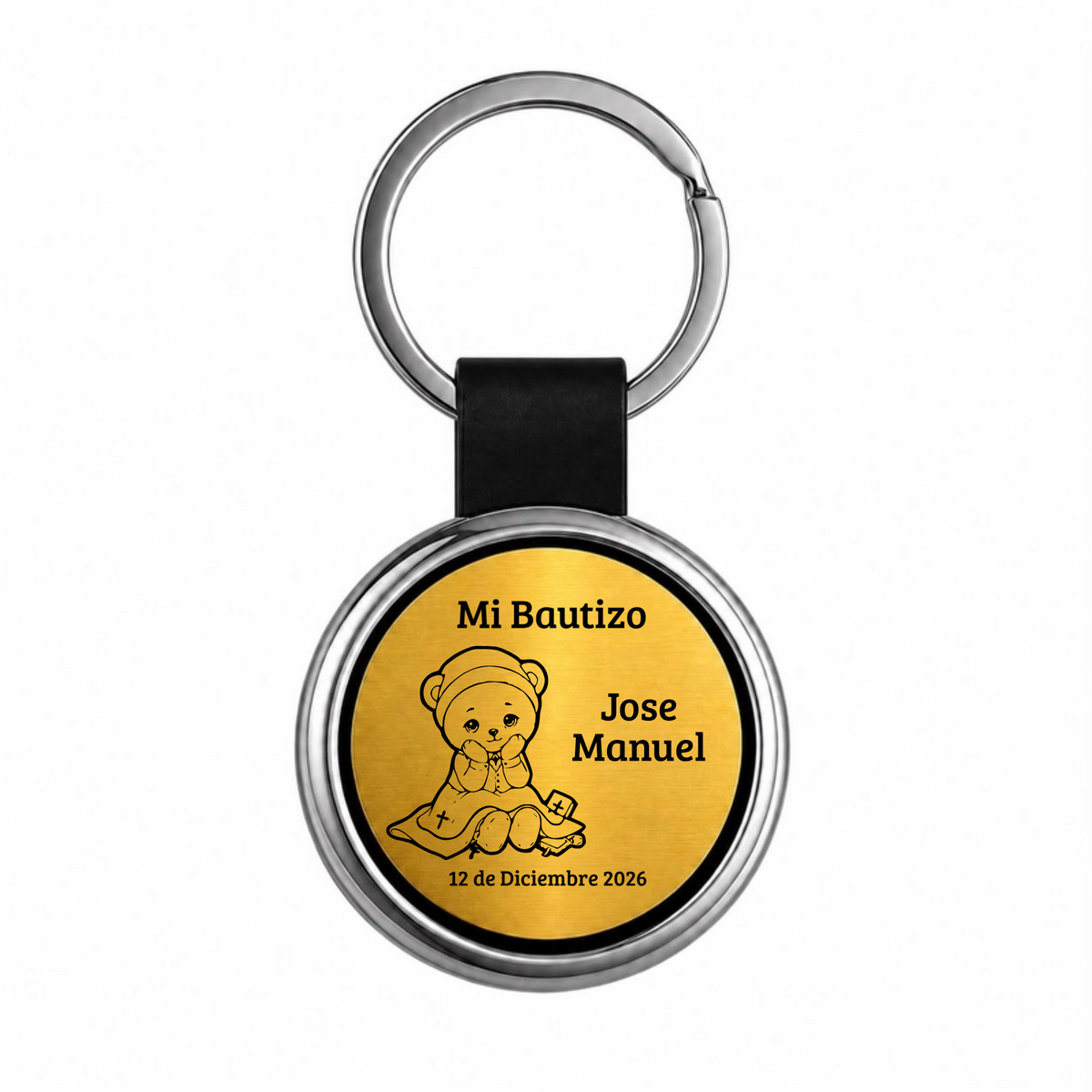 Recuerdo para bautizo. Con Nombres y fecha. Diseño Osito. Paquete 10 piezas