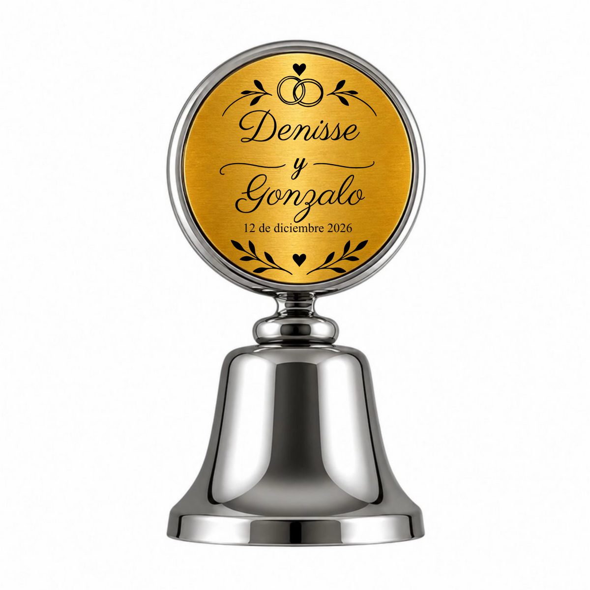 Recuerdo Personalizado para boda. Emblema nupcial con nombres y fecha. Paquete 10 piezas