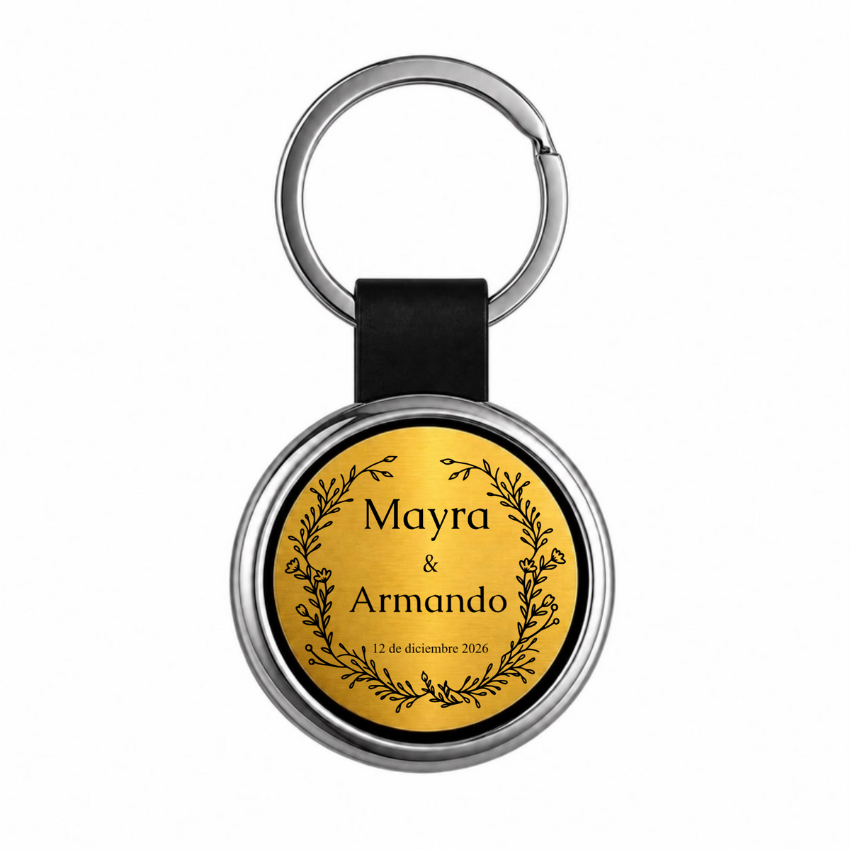 Recuerdo personalizado para boda. Emblema nupcial con nombres y fecha. Paquete 10 piezas.