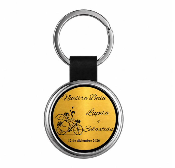 Recuerdo personalizado para boda. Con Nombres, fecha y dibujo: Novios, Novios Bicicleta y Novios París. Paquete 10 piezas