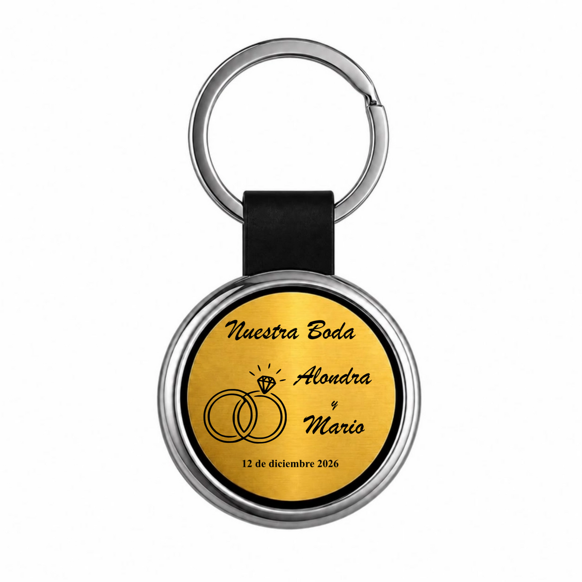 Recuerdo para boda personalizado. Con nombres, fecha y dibujo anillos, copas o ramo. Paquete 10 piezas