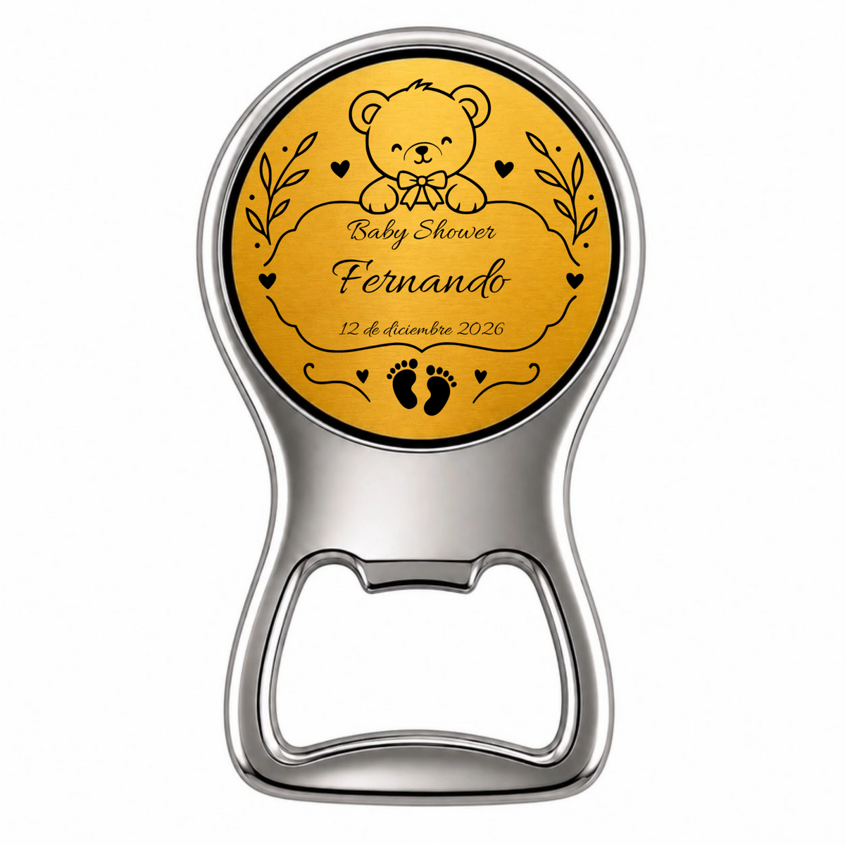 Recuerdo para Baby Shower Personalizado. Con Osito, nombre y fecha. Paquete 10 piezas