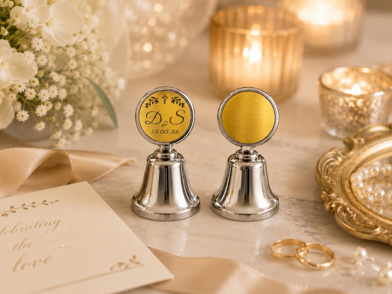 Campanas Personalizada – Acabado Metálico Premium - Paquete 50 Piezas