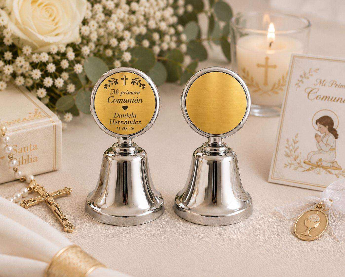 Campanas Personalizada – Acabado Metálico Premium - Paquete 50 Piezas