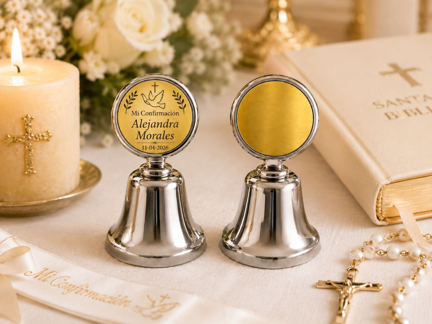 Campanas Personalizada – Acabado Metálico Premium - Paquete 50 Piezas