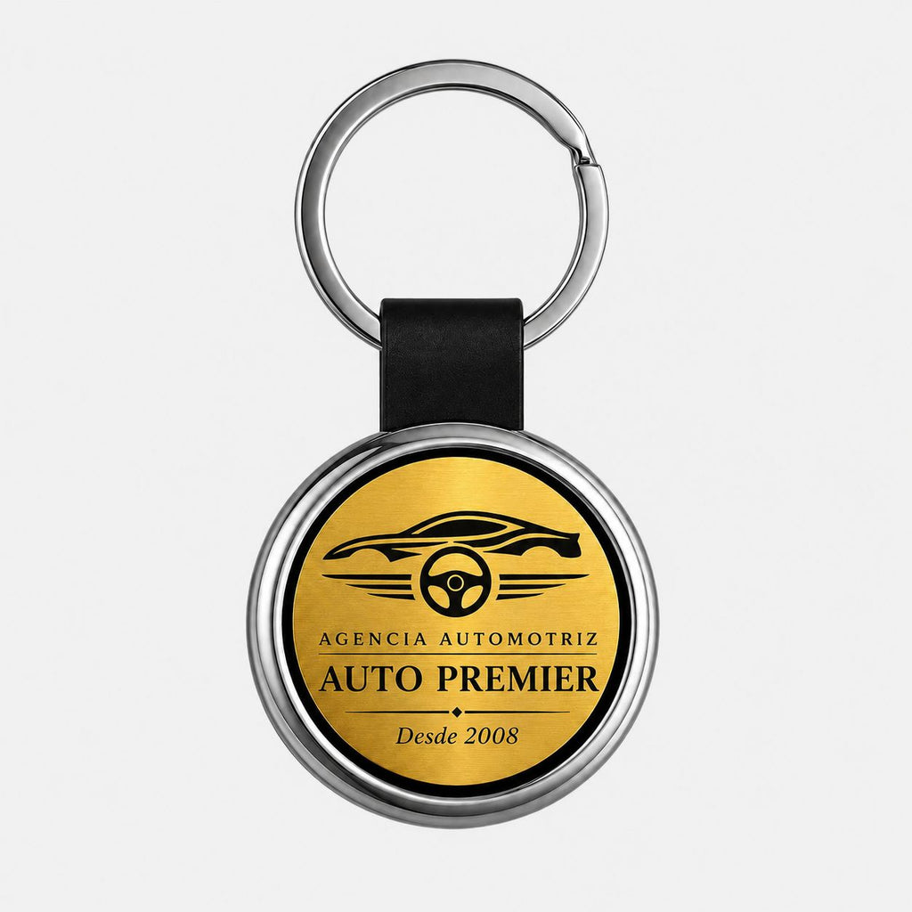 Llavero Personalizado Con Piel – Acabado Metálico Premium - Paquete 50 Piezas