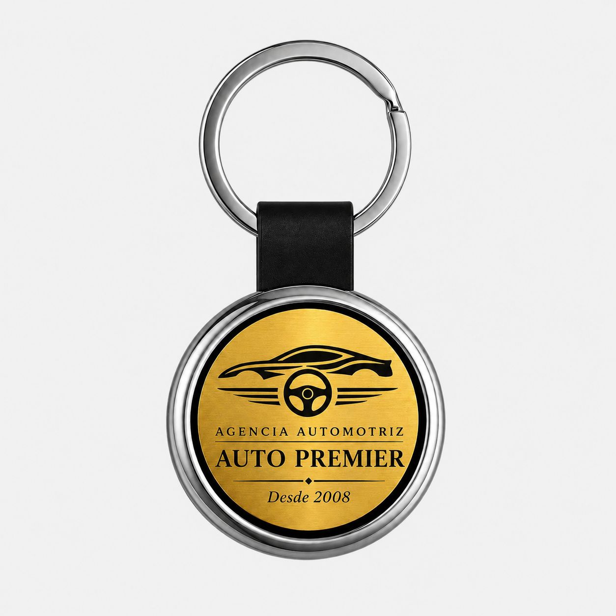 Llavero Personalizado Con Piel – Acabado Metálico Premium - Paquete 50 Piezas